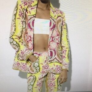 ZARA/BOHO FLORAL PAISLEY LINEN BLEND SET/NEW